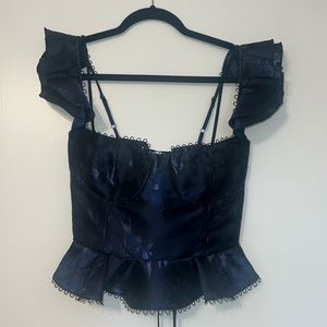 V. Chapman bustier / corset style navy ruffle sleeve top - size 4
